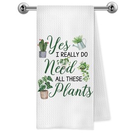 Trenstise Funny Plant Lover Kitchen Towels - Gifts for Plant Moms & Gardeners - Green Botanical Dish Hand Tea Towels for Kitchen & Bathroom Decor - 16x24 Inch zhiwu