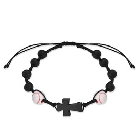 Black Baseball Bracelet for Men Birthday Gifts for Baseball Lovers Gifts for Men Cross Beaded Bracelet Elastic Bead Bracelets for Man Baseball Fan Gifts for Baseball Player Accessories