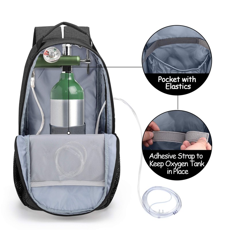 CURMIO Travel Backpack for Oxygen Tank, Black, 1 Count (Pack