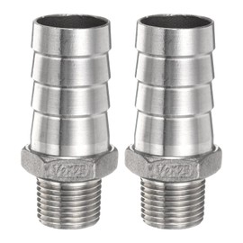 sourcing map 2pcs Stainless Steel Hose Barb Fitting 1" (25mm) Barbed x g 1/2" Male Pipe Fitting Air Hose Barb Fittings Coupler Thread Connector Adapter for Water Fuel