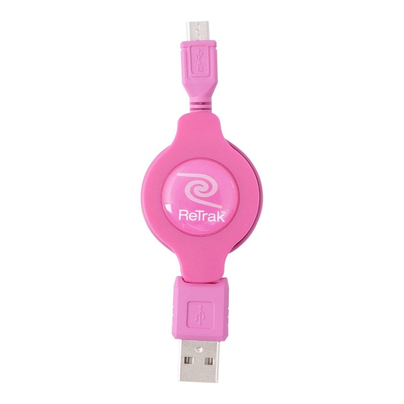 ReTrak Retractable Micro USB Cable, Pink (ETCABLEMICPK)