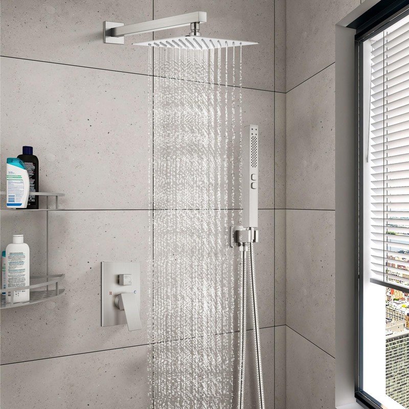 GBBNE Shower Faucet Set Rainfall Shower System with Square Showerhead