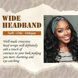 STGDAK Boho Bandana Headband For Women Wide Headbands Knotted Turban Head Wraps Cute Criss Cross Head Scarf Hairband Fashion Hair Wrap Turban Bands Workout Bandana Hair Accessories For Women 4 Pack