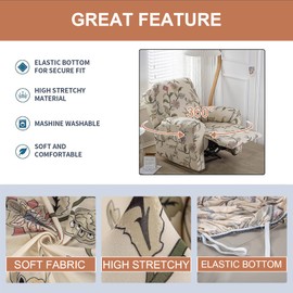 Eco-Ancheng Recliner Slipcovers 4-Pieces Recliner Chair Covers Lazy Boy Chair Covers Stretch Recliner Couch Covers Fitted Non Slip Reclining Slipcovers Furniture Protector for Recliner with Pocket