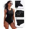 Charmo Ribbed Swimsuits Button Racerback Womens Rashguard Long Torso Swim