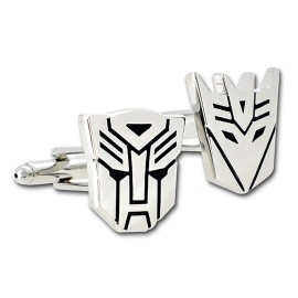 Unbranded Transformer Autobot & Decepticon Cuff Link Pair - [Silver][7/8'' Tall]
