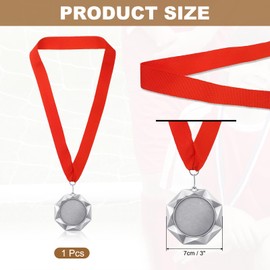 PATIKIL Award Medal, 2nd Prize Medal Winner Award with Red Neck Ribbon for Competitions Sport Games Spelling Bees, 3 Inch Wide, Silver