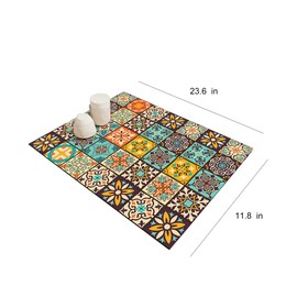 Mandala Boho Dish Drying Mats For Kitchen Counter Dryer Coffee Maker Bar Mat Table Countertop Pot Rubber Spill Pad (A Style, 23.6×15.7)
