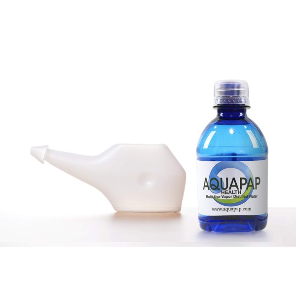 AQUAPAP Health Nasal Rinse and Neti Pot Vapor Distilled Water 24 Pack of 8 oz Single Serve Bottles (Water only Does not Include neti Pot)