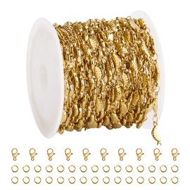 YOUBEIYEE 4 Meters Gold Plated Leaf Chain for Jewelry Making Stainless Steel Jewelry Making Chain Roll with Jewelry Accessories