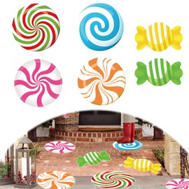 Candyland Christmas Decorations 6PCS Large Candy Stickers Candy Themed Birthday Party Decorations Party Favors for Sweet Shop Baby Shower Home
