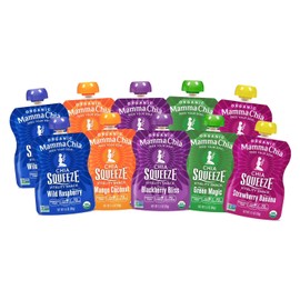 Mamma Chia Squeeze 5 variety (10 pack) Wild Raspberry,Green Magic,Blackberry bliss,Strawberry ,Mango coconut