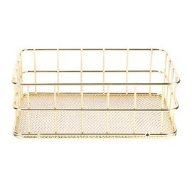 BuyWeek Storage Basket, Gold, Golden Cosmetic Organiser, Bathroom Storage, Multifunctional Desktop Organiser for Living Room, Bathroom (Small)