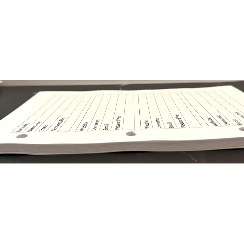 A5 Password Refill Pages for 3-Ring Binder 8.5 x 5.5-50