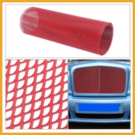Partuto Car Grille Mesh Sheet 40x13 Inch Grille Net 6x3mm Diamond Shape Red Replacement