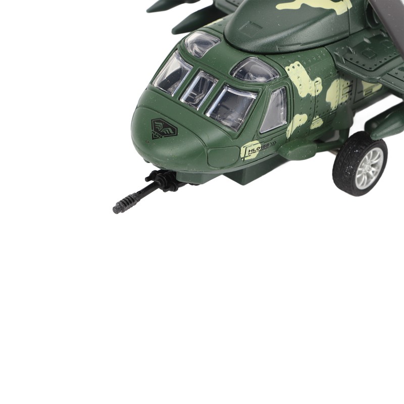 Diecast Metal Helicopter Model Sound Light Pullback Alloy Fighter Aircraft