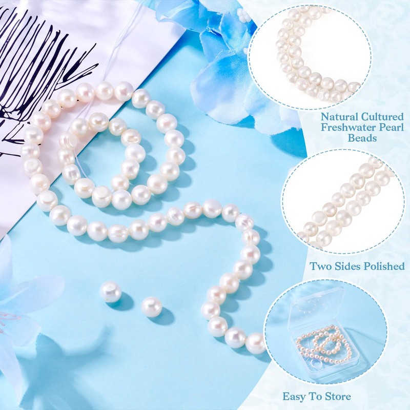 Magibeads 52Pcs Freshwater Pearl Beads Natural Small Real Pearls Filler