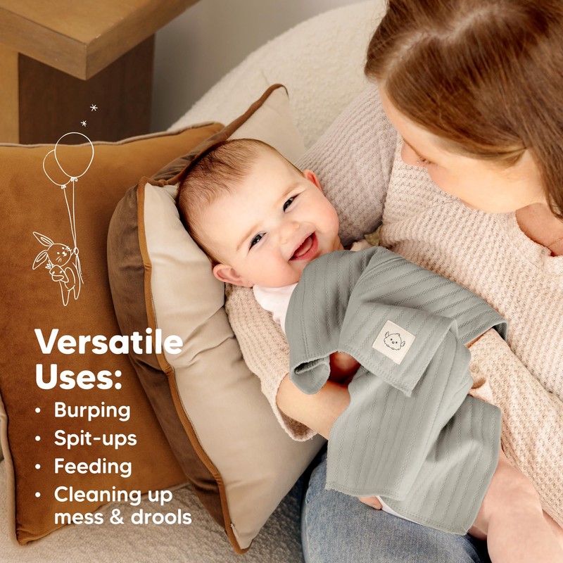 KeaBabies Organic Cotton Burp Cloths Baby Girl, Boy - 6-Pack