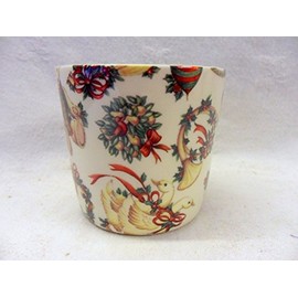 Small Sugar Bowl in Christmas Gift Design by Heron Cross Pottery.