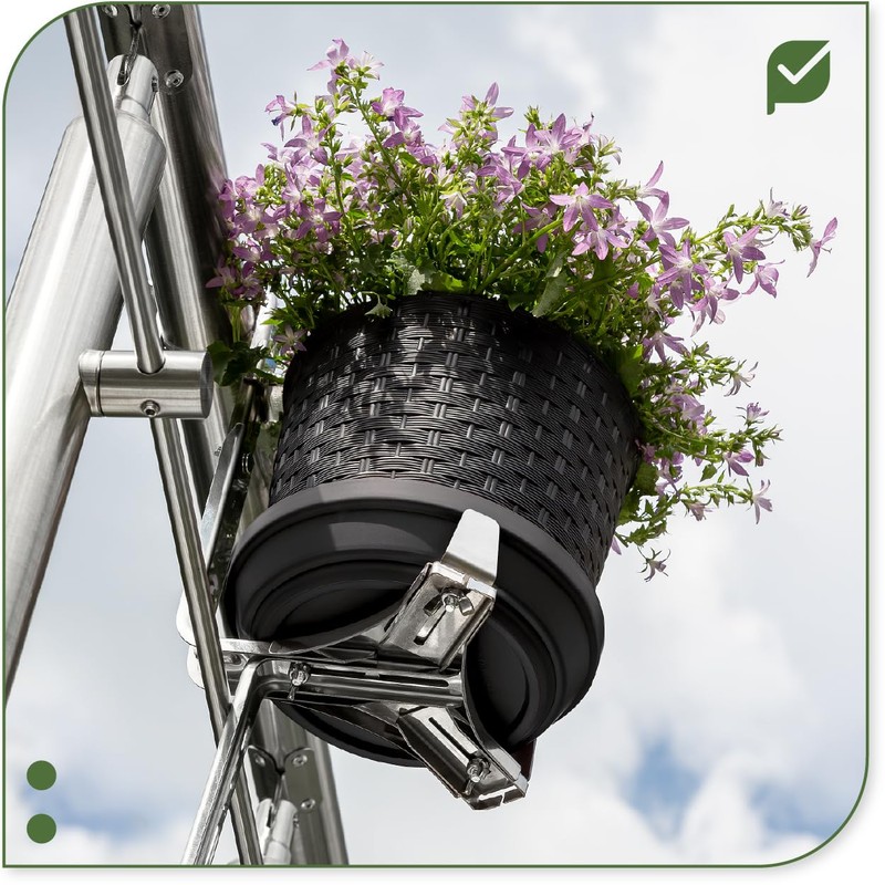 protanic Universal Stainless Steel Flower Pot Holder Balcony Box Holder