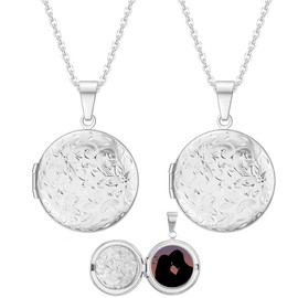 Weenkeey 2 Pieces Locket Necklace Open Photo Pictures Pendant Necklace Stainless Steel Pendant Amulet Memory Pendant Necklace for Women Girls, Stainless Steel