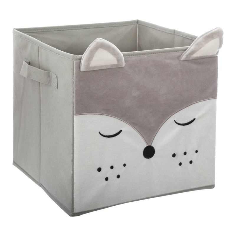 Atmosphera Children's Storage Box Fox Velvet Grey Grey