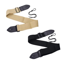 2 Pcs Guitar Straps, Adjustable From 79cm To 134cm Ukulele Guitar Strap With Acoustic Guitar, Electric Guitar Strap With Bass Guitar Strap, Black Khaki Replacement Strap