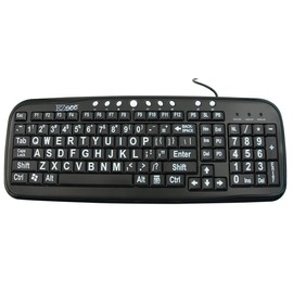 EZ See Large Print Keyboard-Black Keys-White Print