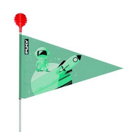 PUKY SW3 Safety Flag for Children's Bikes, Foldable Bicycle Flag with Red Safety Impact Protection & Colourful Flag, High Visibility in Traffic, Green