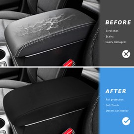 INTGET Car Center Console Armrest Cover for Subaru Outback/Legacy Accessories 2015 2016 2017 2018 2019 Leather Middle Console Arm Rest Box Lid Seat Cover Protector Cushion Saver (Black Neoprene)