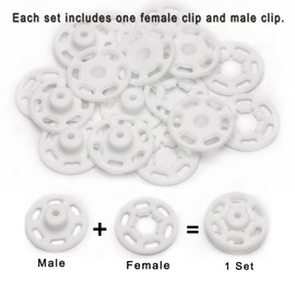 Betoplin 60 Sets Plastic Snaps Sew on Snaps Fasteners Buttons for Clothing Crafts (15mm/0.59in)