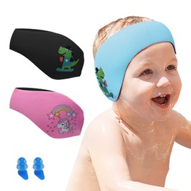 Children's Swimming Headband, Neoprene Swimming Band, Swimming Headbands with Velcro Fastening, Ear Protection, Waterproof Headband for Children, Adults (Blue SizeM)