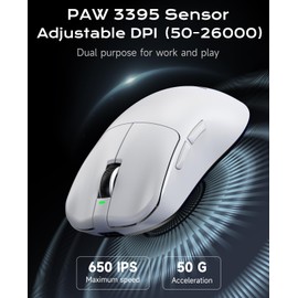 VGN Dragonfly F1 Pro Max Wireless Gaming Mouse, 130h Playtime Long Endurance, 55g Lightweight, PAW3395 26K DPI Flagship Sensor, 4000Hz Polling Rate Supported, Low Latency Esports Peripherals, White