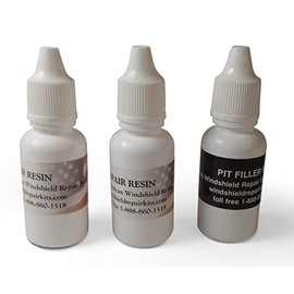 Windshield Repair Resin - 2 Pack of 15ml Bottles - Includes 1 Bottle of Pit Filler 10ml - Do 100 Repairs or More - Cracked Glass Rock Chip Repair Resin - for use on Windshield Kit or Bridge Injector