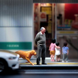 SOUFORCE 1/87 Scale Action Figure Old Man Grandfather Miniature Figure Hand Painted Model