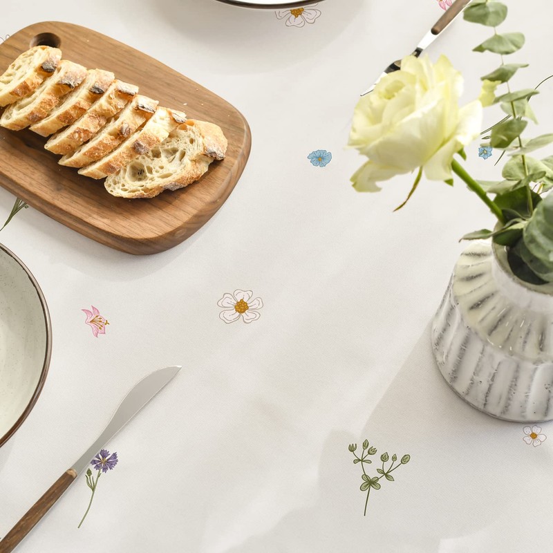 Horaldaily Spring Summer Tablecloth 60x140 Inch Rectangular, Wild Flowers Floral
