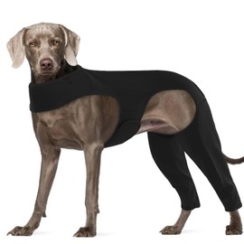 ROZKITCH Dog Surgery Recovery Sleeve Rear Right Left Leg, Pet Prevent Licking Wound Elbow Brace Protector, Dog Recovery Suit Cone Collar Alternative for Sprain ACL CCL Arthritis Joint Care Black 2XL