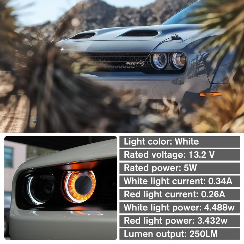 LitMiRaCle Dodge Challenger Headlights Bulbs, LED Headlamps Air Inserts Assembly