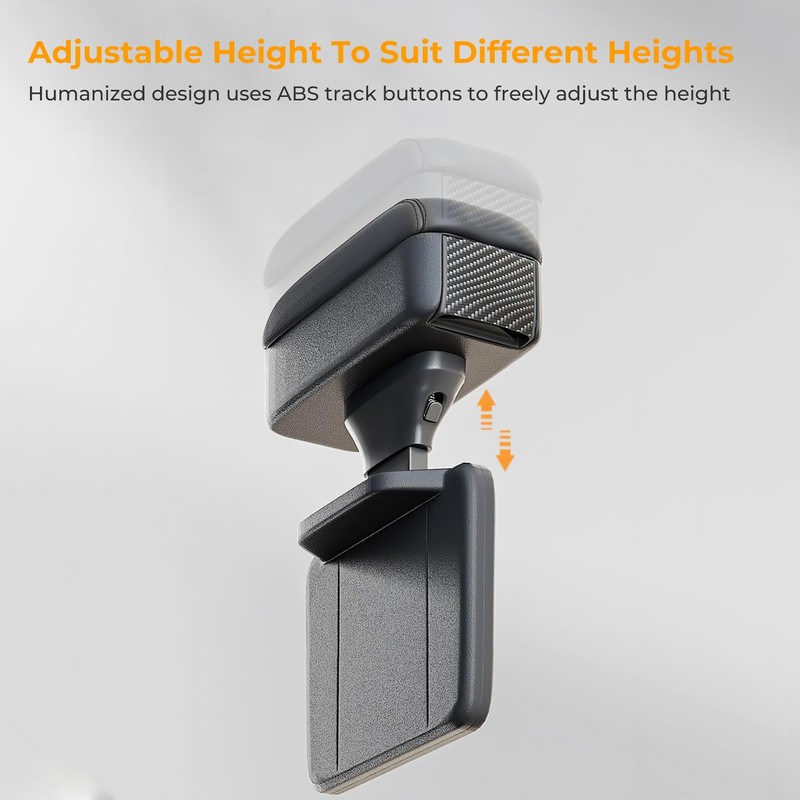 WODHMIEY Universal Car Armrest Box,PU Leather Armrest Extender, Height Adjustable
