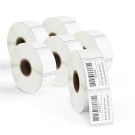 BETCKEY - Film Removable Label Replacement for DYMO 30347 (1" x 1-1/2"), Durable Waterproof Book Spine Lable, Compatible with DYMO 450, 4XL & Zebra Printers [6 Roll, 4500 Labels]