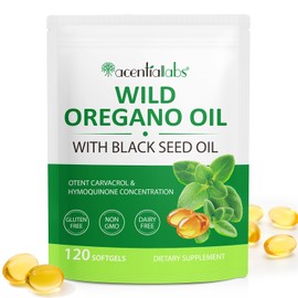 ISUNRISE Cápsulas Blandas De Aceite De Orégano, 2 En 1, 6000 Mg De Aceite De Orégano Con Aceite De Semilla Negra, 200 Mg, Extracto De Aceite De Orégano Orgánico, Cápsulas De Suplemento De Aceite De Or