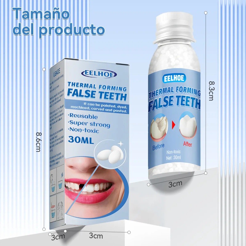 2pz Perlas Reparación Dientes Postizos Gránulos 30ml