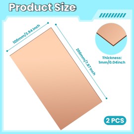 Copper Sheet, 2 Pieces of Copper Plates 8"×4" -18 Gauge(1mm) Thickness, 99% Pure Copper Sheets for Metal Crafts, Jewelry Making, DIY, Jewelry