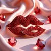 Red Lips Rhinestone Brooch Pin, Crystal Shining Mouth Design, Party
