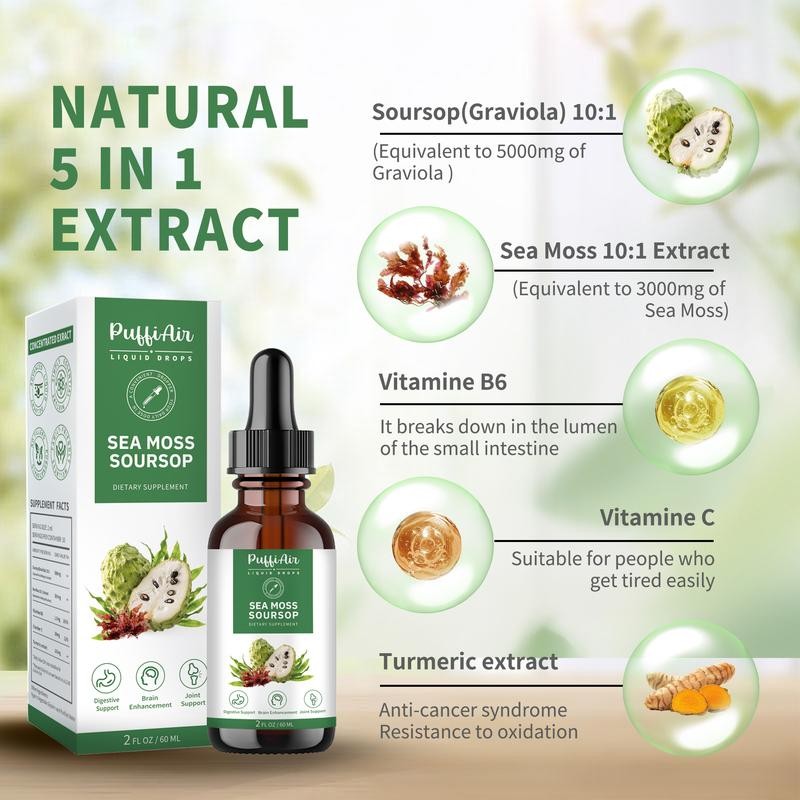 Puffiair Pure Liquid Drops - Soursop Seamoss Extract