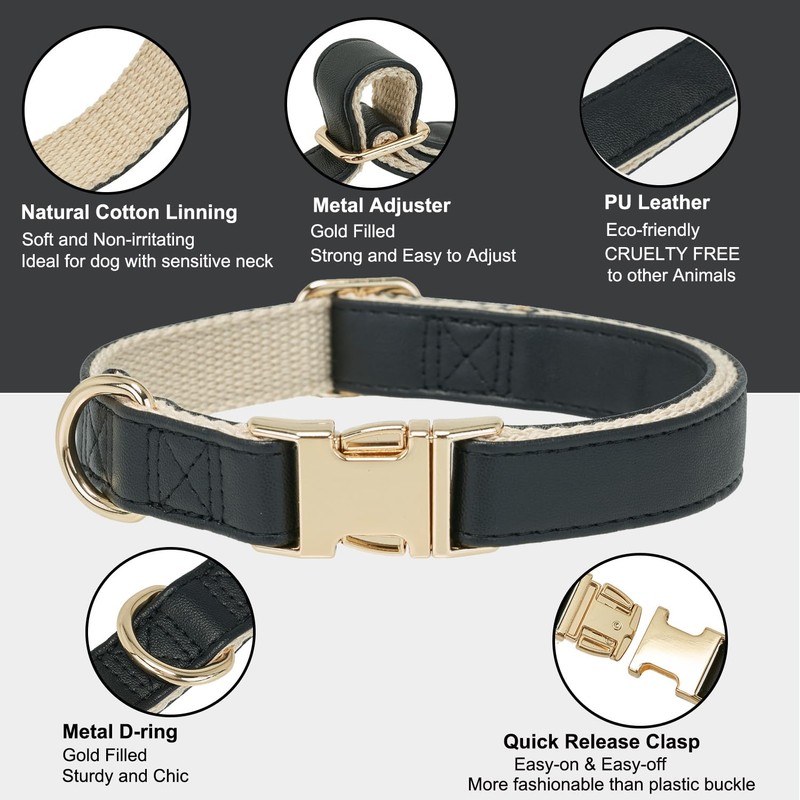 YUDOTE Soft Classic Leather Dog Collar Heavy Duty Padded Collars