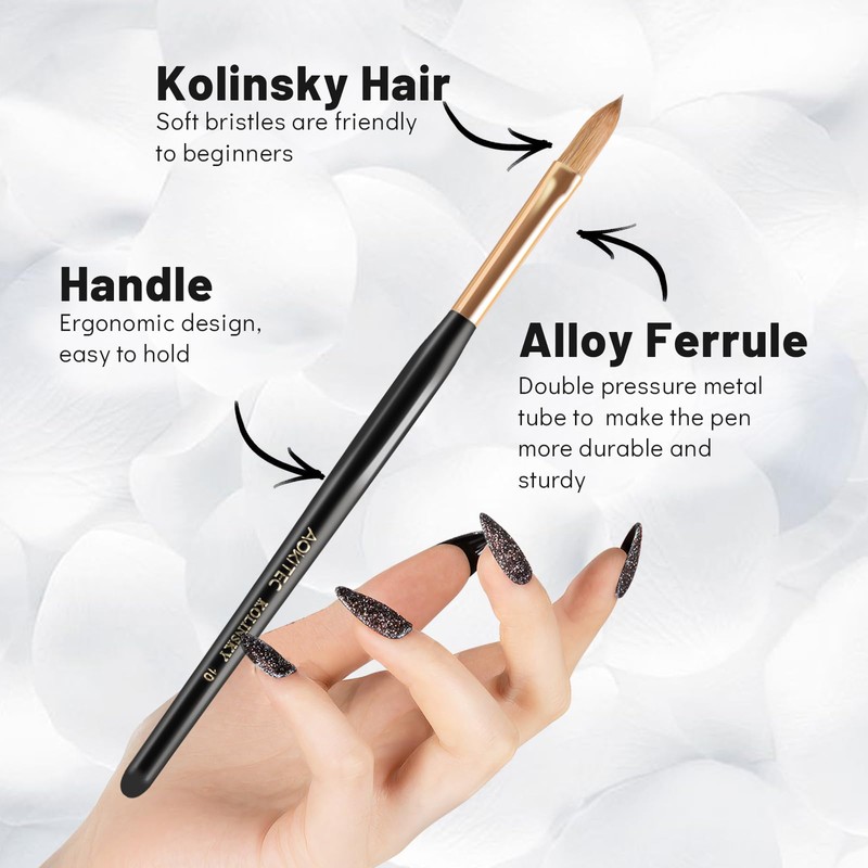 Acrylic Brush for Nails Aokitec 100% Sable Kolinsky Nail Brush