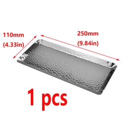 Antrader Hammered Rectangular Tray,Stainless Steel Decorative Tray,Silver Serving Trays,Serving Platter Small Storage Tray(10-Inch by 4-Inch)