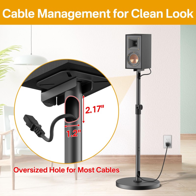 Height Adjustable Bookshelf Speaker Stands Pair for Klipsch Speaker Stands