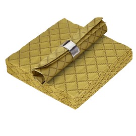 Silver Spoons DISPOSABLE QUILTED COCKTAIL NAPKINS | European Made Linen Like Napkins | for Upscale Wedding and Dining | 16 pc | Gold